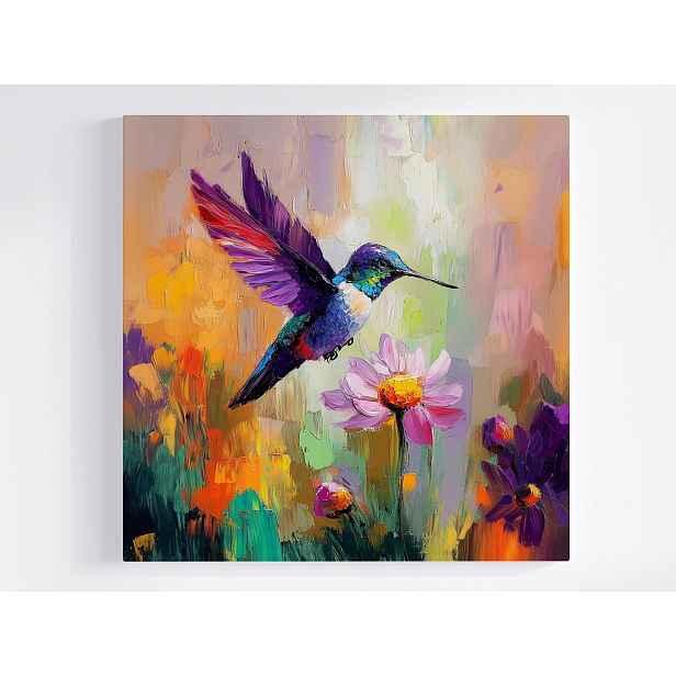 Obraz Na Plátně Canvas Barevný Ptáček Kolibřík Květiny Příroda 50x50