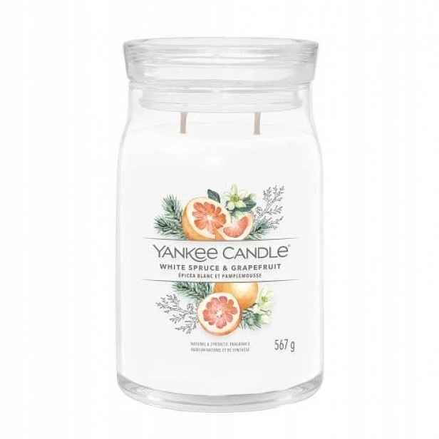 Yankee Candle svíčka Signature ve skle velká White Spruce & Grapefruit 567g