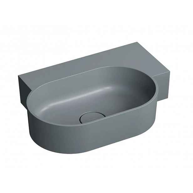 OMNIRES Ovo M+ - Umyvadlo 56x39 cm, bez přepadu, bez otvoru pro baterii, pravé, matná šedá OVO555UWPAG