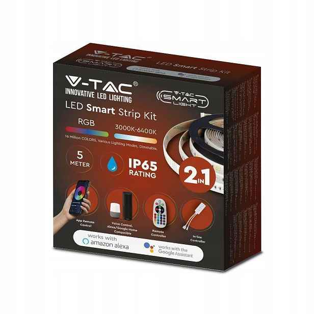 V-tac Led pásek Rgbw Cct 5 m IP65 Alexa Smart SMD5050/54 280 lm