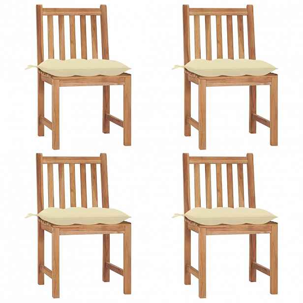 vidaXL Zahradní židle 4 ks s poduškami masivní teak