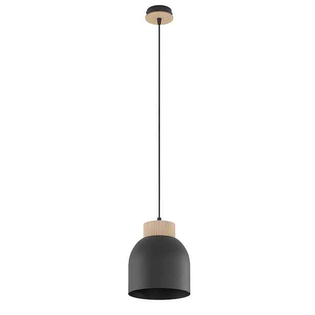 Emibig Nástěnná lampa Vigo černá s dřevem 1xE27 skandinávská