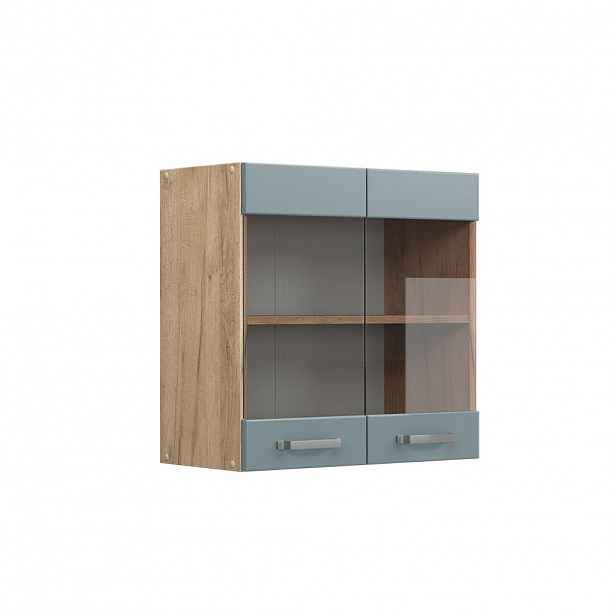 Vicco SKLENĚNÁ KUCHYŇSKÁ SKŘÍŇKA R-Line Modrošedá 60 cm