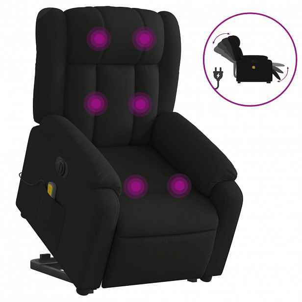 vidaXL Elektrické zvedací masážní polohovací křeslo černé textil