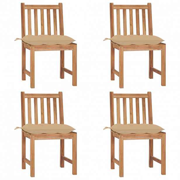 vidaXL Zahradní židle 4 ks s poduškami masivní teak