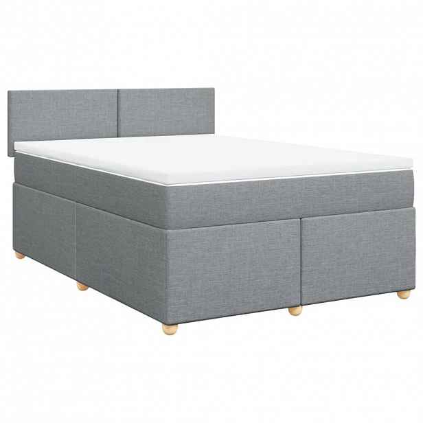 vidaXL Box spring postel s matrací světle šedá 140 x 200 cm textil