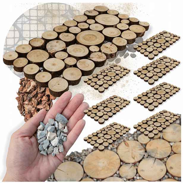 Sada 8 x Chodník z plátků dřeva 40x80 cm Eko Zahradní cesta plošina