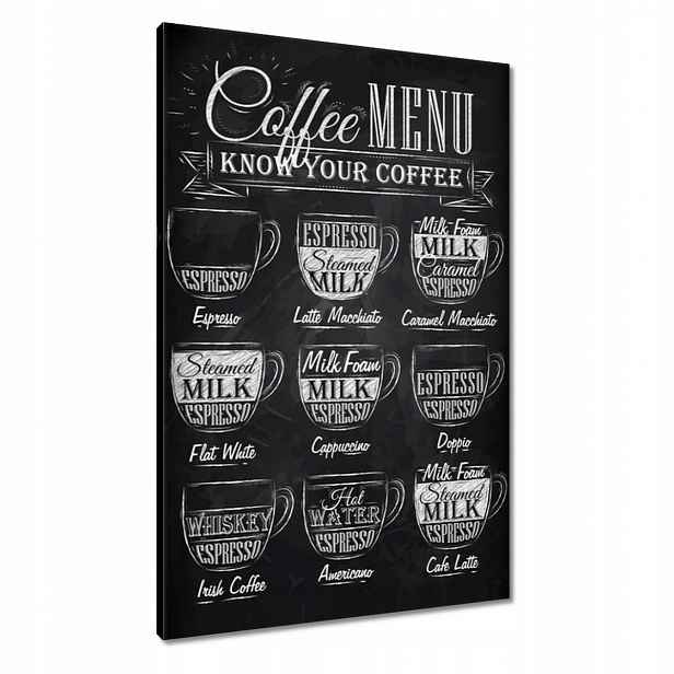 Obrazy 60x90 Cafee menu na černém pozadí