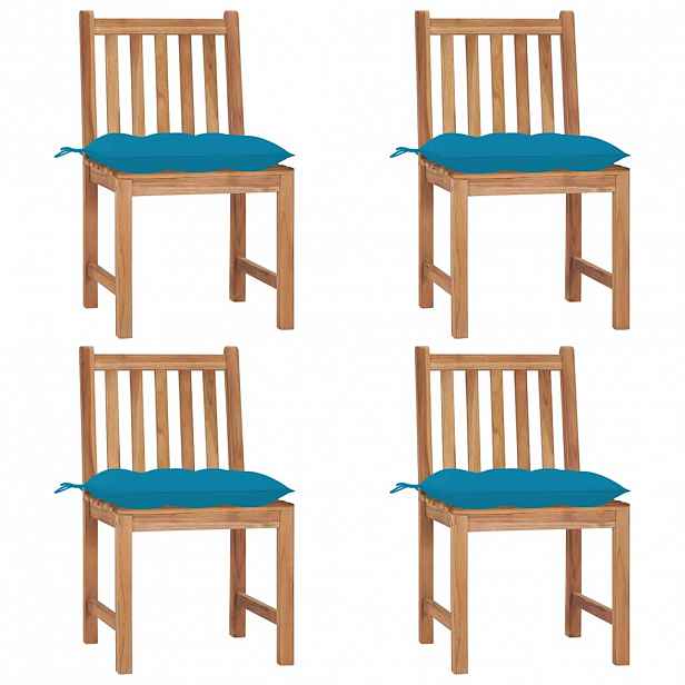 vidaXL Zahradní židle 4 ks s poduškami masivní teak