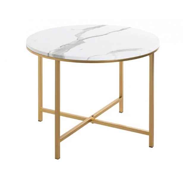 Kulatý konferenční stolek Albufeira 60 cm, zlatý/mramorový