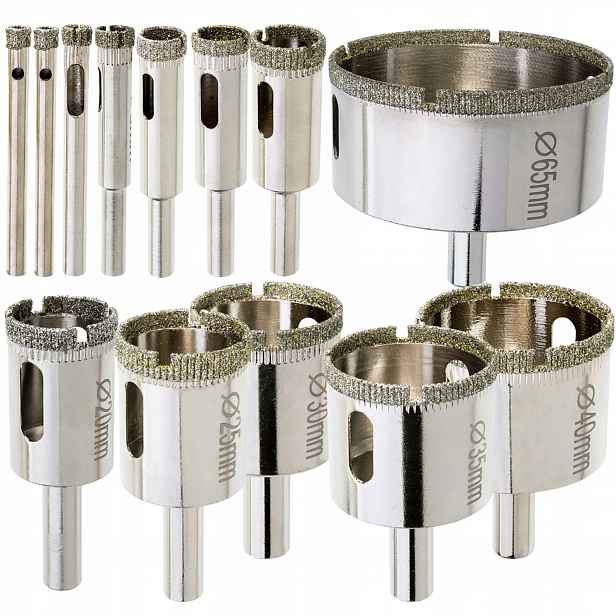 Diamantové Děrovačky Korunka Na Gres Dlaždic Glazury Sada 12 Ks ⌀ 4-65mm