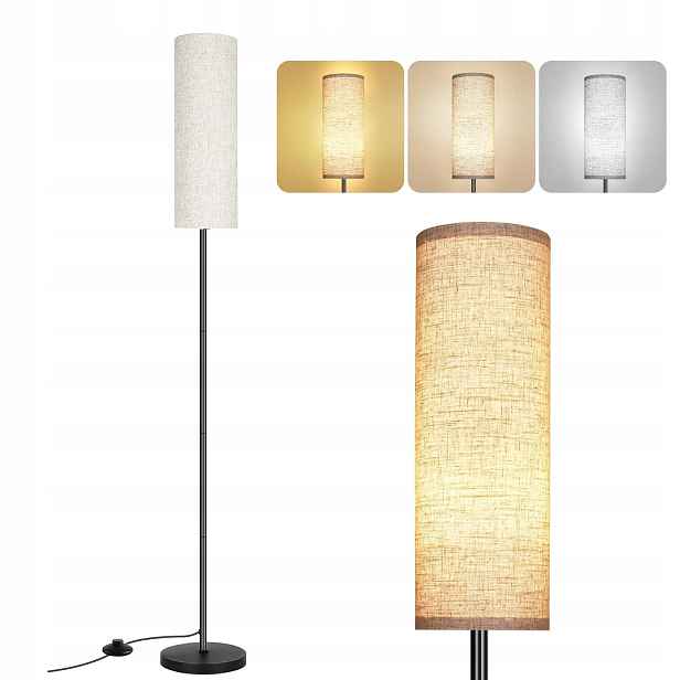 Stojací Lampa Podlahová Moderní Tuba Lněná Led Lampa E27 Noční Lampa 12W
