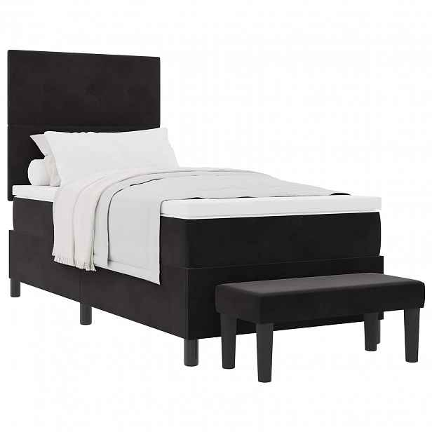 vidaXL Postel s boxspringem s polštářem s čelo Černá 200 x 90 cm samet