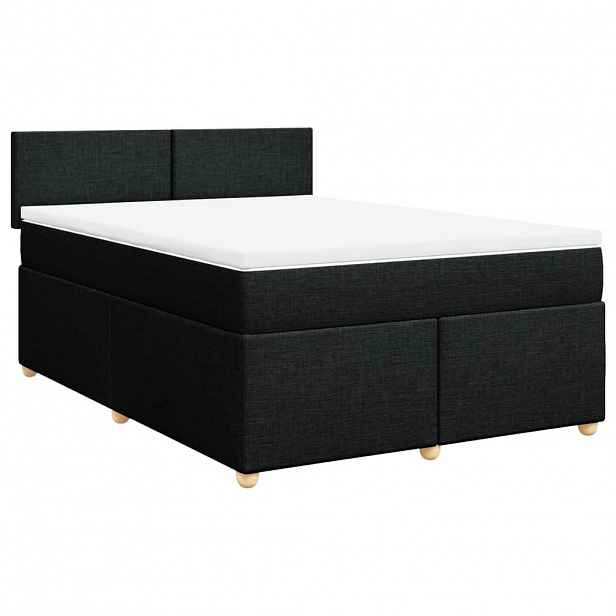 vidaXL Box spring postel s matrací černá 140x200 cm textil
