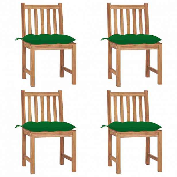 vidaXL Zahradní židle 4 ks s poduškami masivní teak