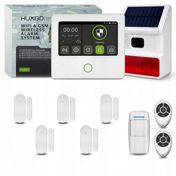 Bezdrátový alarm WiFi Gsm 4G s Tuya, Huxgo HXA502 W venkovní siréna