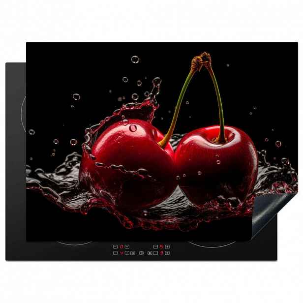 MuchoWow KRYT NA INDUKČNÍ DESKU Třešeň - červená - ovoce - voda - černá 70x52 cm