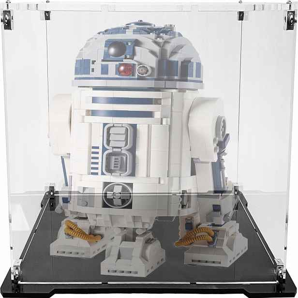Vitrína s černou základnou pro stavebnici Lego 75308 Star Wars R2-D2