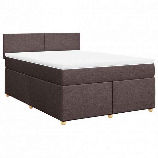 vidaXL Box spring postel s matrací tmavě hnědá 140x200 cm textil