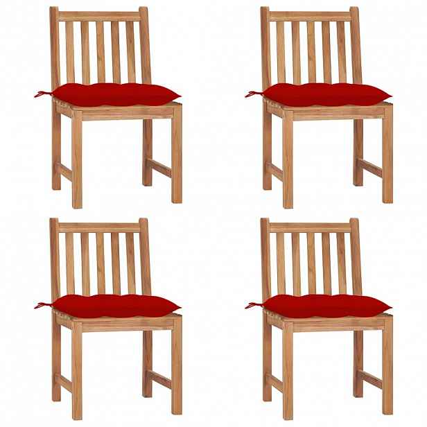 vidaXL Zahradní židle 4 ks s poduškami masivní teak
