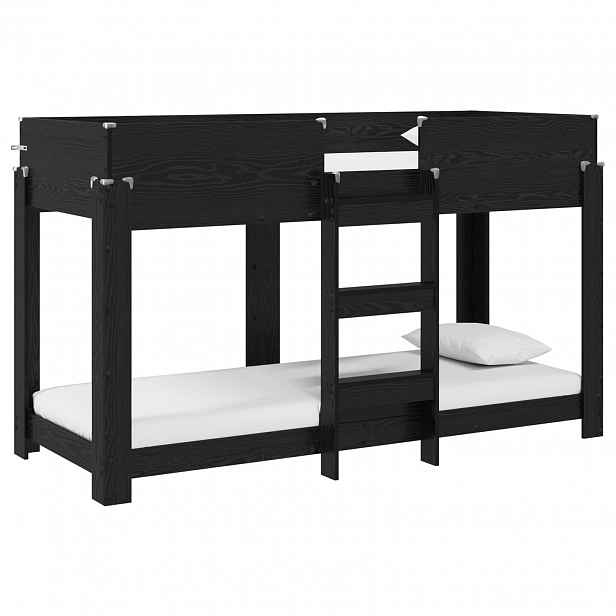 vidaXL Patrová postel pro děti Černý dub 75 x 190 cm Kompozitní dřevo