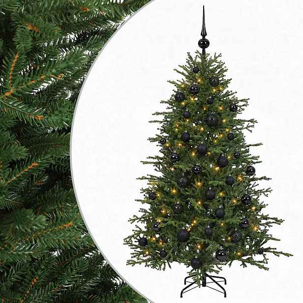 vidaXL Umělý vánoční stromek s vánočními koulemi 120 cm 150 LED