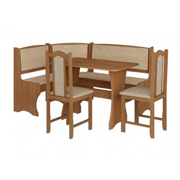 Rohový jídelní set BUREWALA typ 1 se židlemi, olše/látka monaco, 5 let záruka