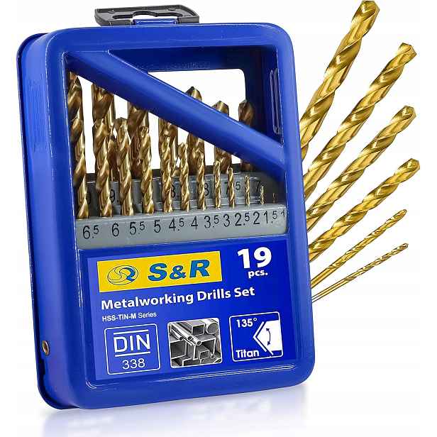 S&r Vrták do kovu Hss titanový, sada vrtáků 19ks 1,0-10,0 mm