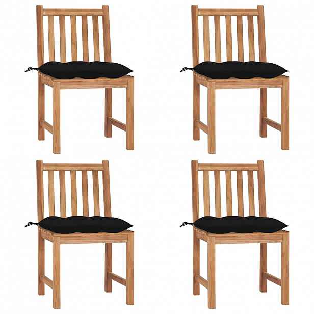 vidaXL Zahradní židle s poduškami 4 ks masivní teak