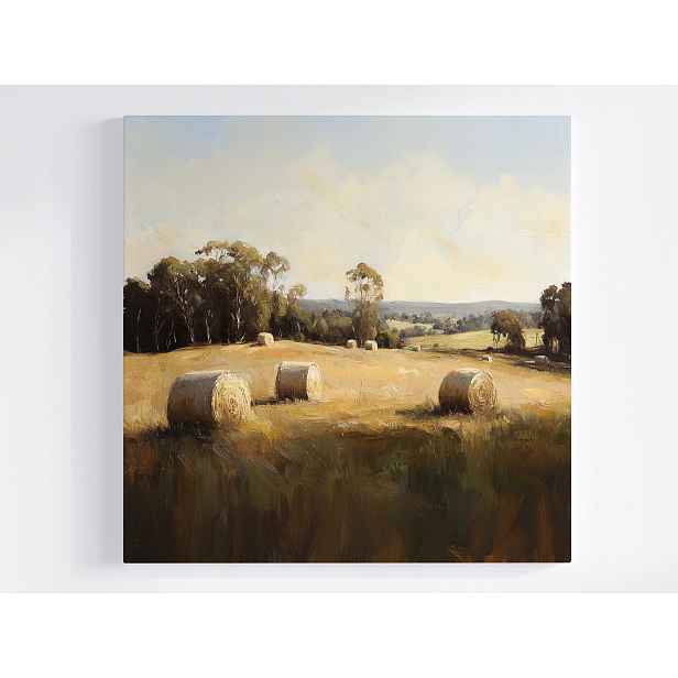 Obraz Na Plátně Canvas Krajina Polsko Vesnice Pole Žně Seno Léto 60x60