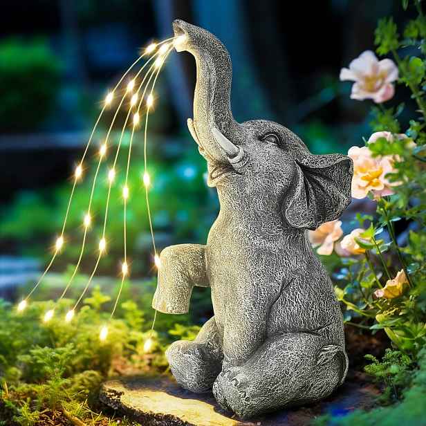 Solární Led Figurka Slona Zahradní Dekorace 27CM