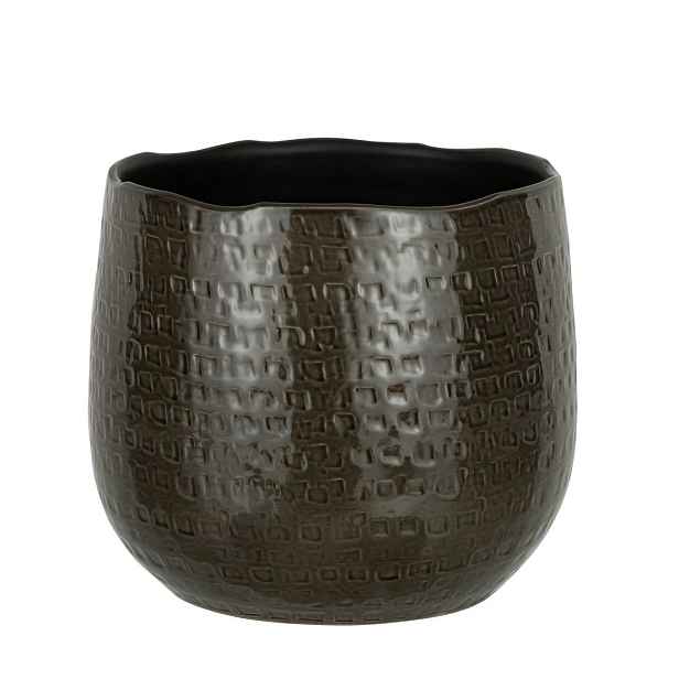 Tmavě šedý obal na květináč Graphine L - Ø 25*22 cm J-Line by Jolipa