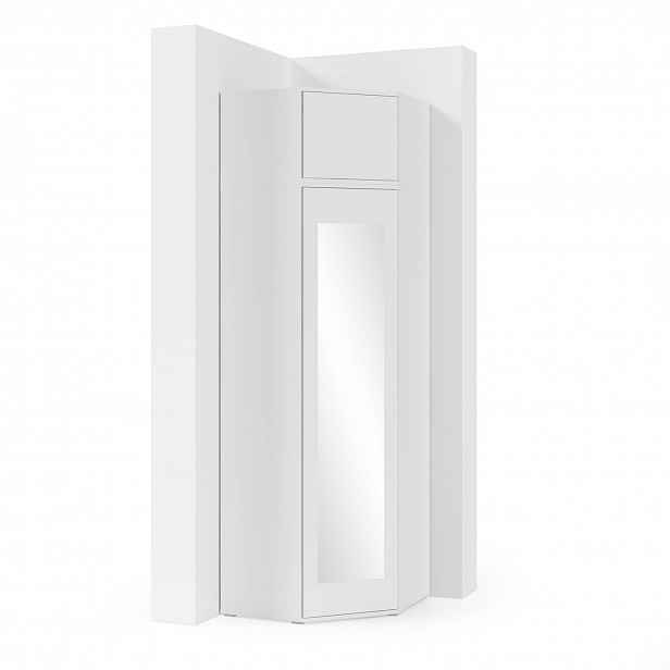 Rohová skříň s nástavbou a zrcadlem AMI II Bílá