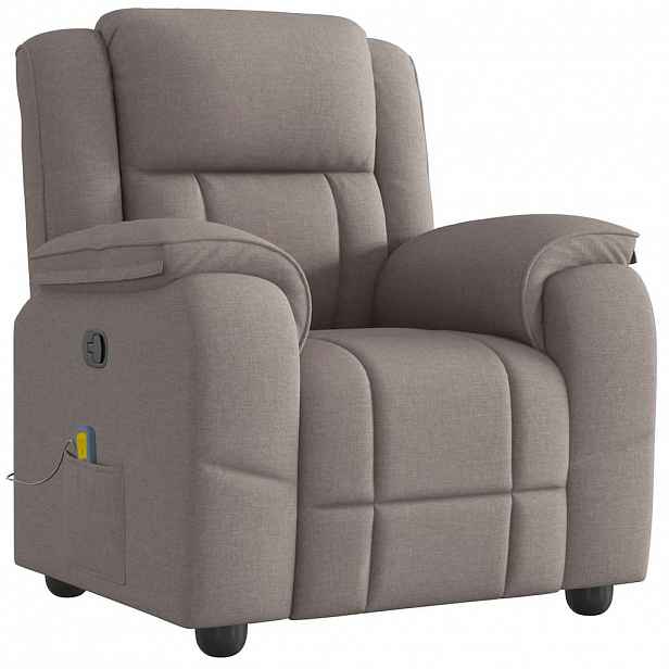 vidaXL Masážní polohovací křeslo taupe textil