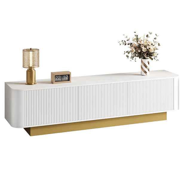 Modenvie NÍZKÁ komoda z MDF a dřevotřísky, 170/40,5/47 cm, bílá s kabelovým vedením