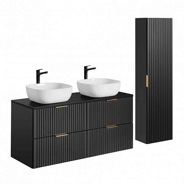 Petits-meubles KOUPELNOVÝ NÁBYTEK 120.8cm Adriel 2er-Set Matná černá