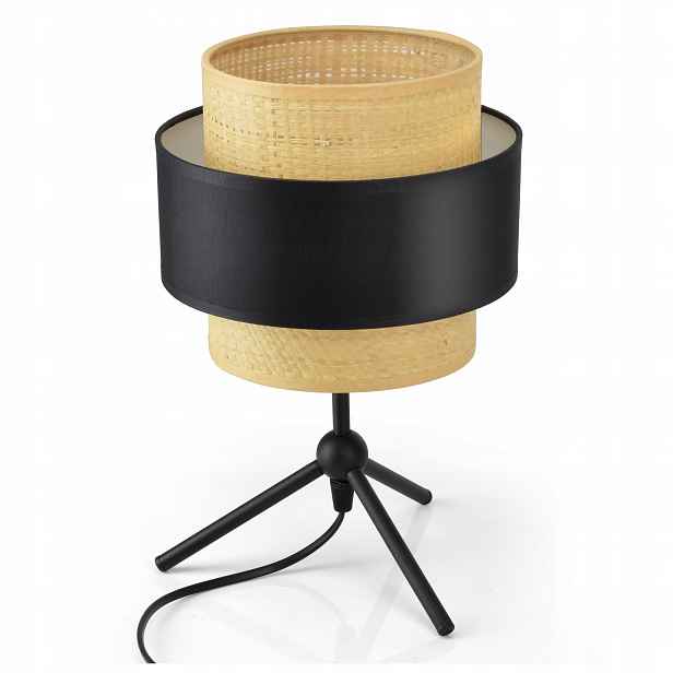Stolní noční lampa Abażur Rattan Černá Bílá