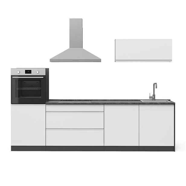 Vicco KUCHYŇSKÝ KOUT R-Line, Bílá/Antracit, 280 cm pracovní deska Platina