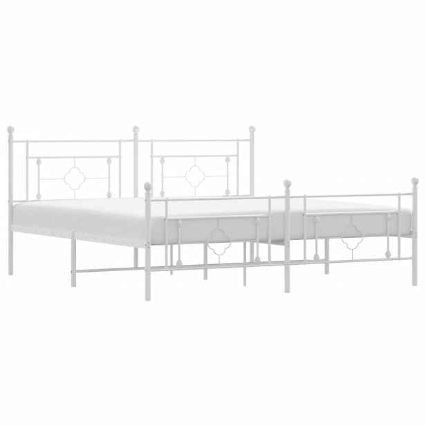 vidaXL Kovový rám postele s hlavovým a nožním čelem bílý 183 x 213 cm