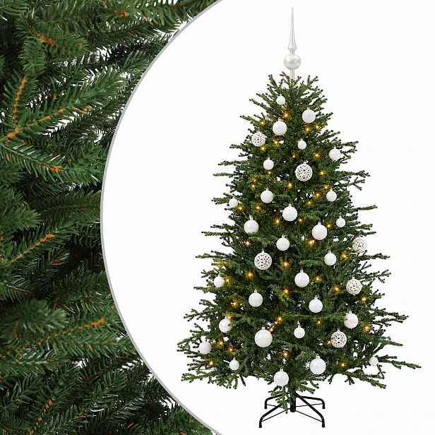 vidaXL Umělý vánoční stromek s vánočními koulemi 150 cm 150 LED