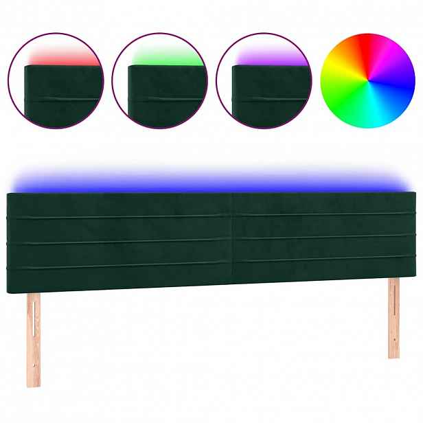 vidaXL Čelo postele s LED tmavě zelené 180x5x78/88 cm samet