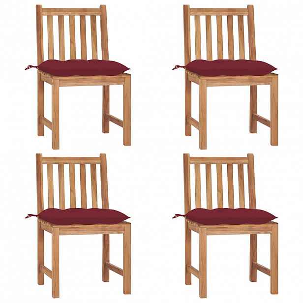 vidaXL Zahradní židle s poduškami 4 ks masivní teak