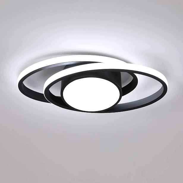 Moderní Led Stropní Svítidlo, Černý Kruhový Plafon Do Ložnice, 6500K, 39W
