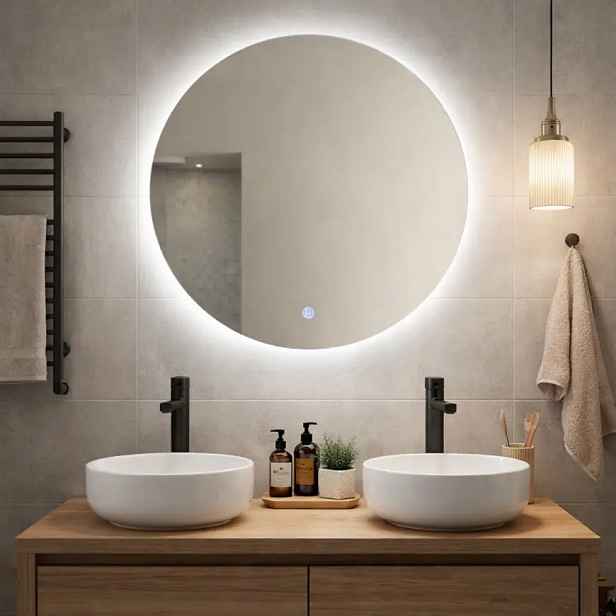 Zrcadlo se záři led w fi70