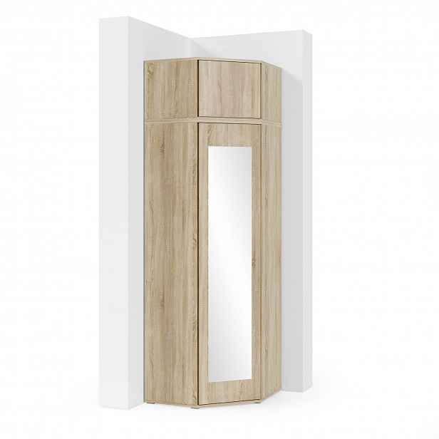 Rohová skříň s nástavbou a zrcadlem AMI II Dub sonoma