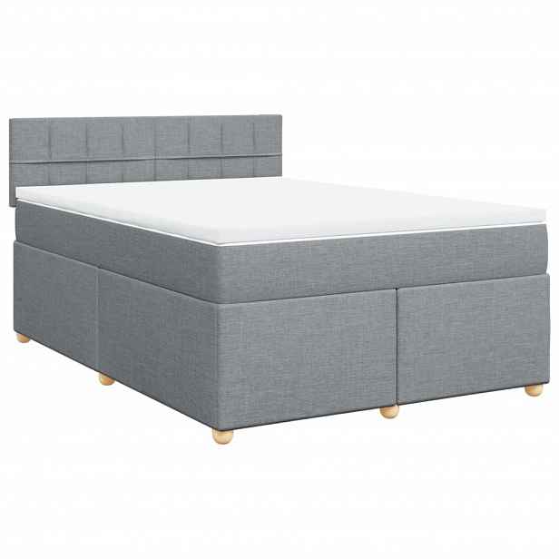 vidaXL Box spring postel s matrací světle šedá 140 x 200 cm textil