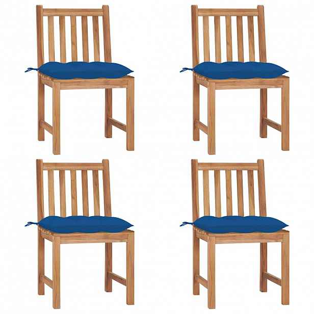 vidaXL Zahradní židle 4 ks s poduškami masivní teak