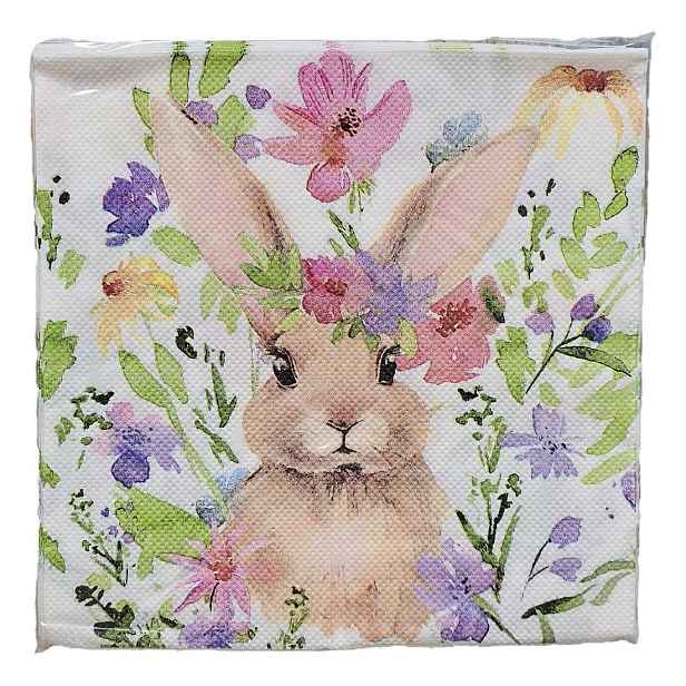 Barevné papírové ubrousky se zajíčkem a květy - 33*33 cm (20ks) Clayre & Eef