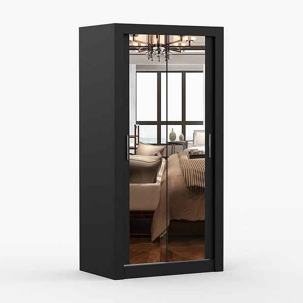 imoebel24 SKŘÍŇ s otočnými dveřmi Milan 100 cm 100/200/64 cm, 2dveřová, černý