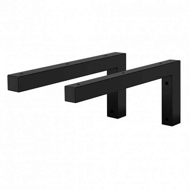 ML-DESIGN NÁSTĚNNÁ KONZOLE, sada 2 ks, tvar L, 350 x 150 mm, černá, z oceli